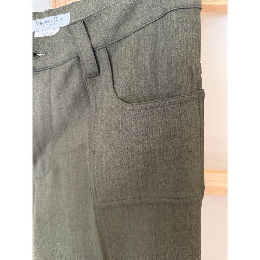 Vintage Christian Dior by John Galliano Olive Wide Leg Pants US 6 - Picture 2 of 6
